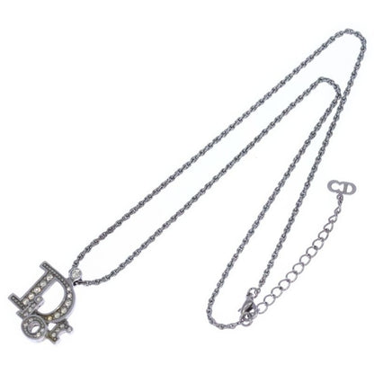 Dior CD Icon Logo Line Stone Necklace Silver