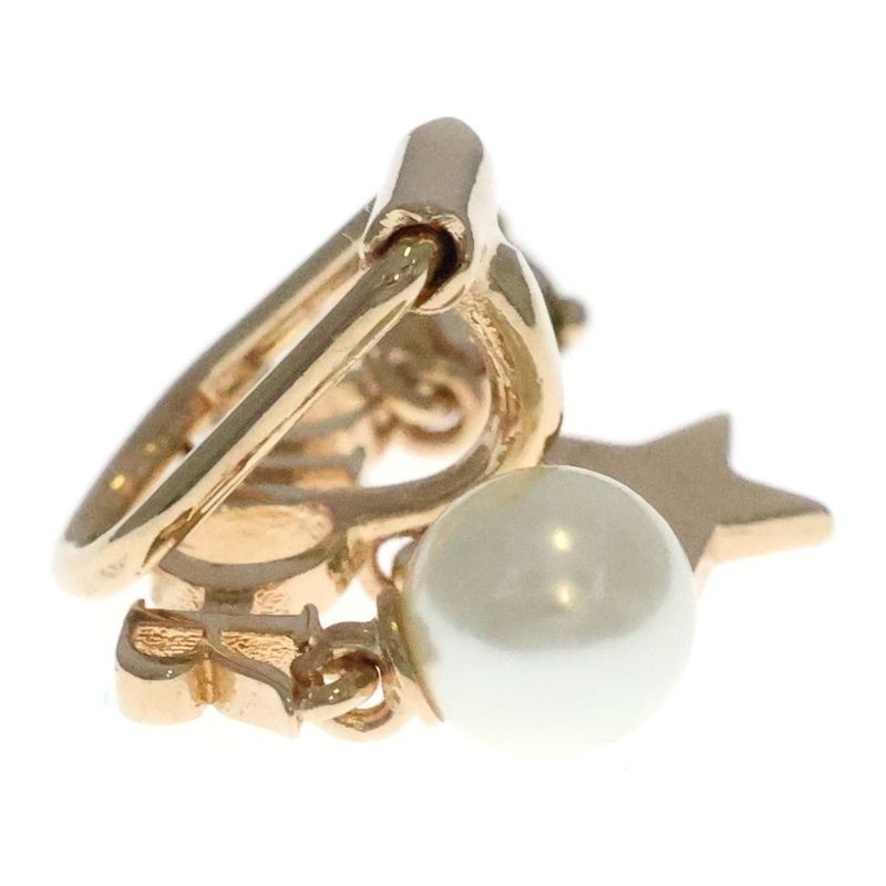 Dior Logo Earrings Gold Star Pearl