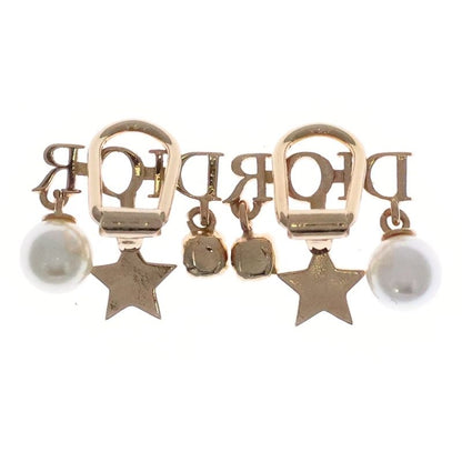 Dior Logo Earrings Gold Star Pearl
