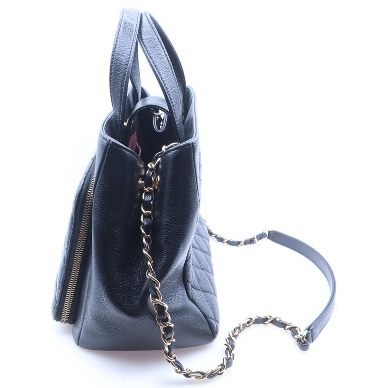 Chanel Quilted Business Affinity Small Shopping 2-Way Chain Shoulder Bag Black