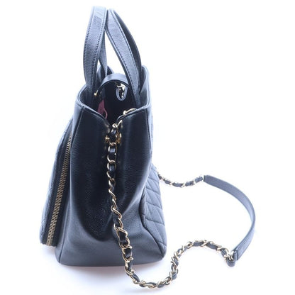 Chanel Quilted Business Affinity Small Shopping 2-Way Chain Shoulder Bag Black