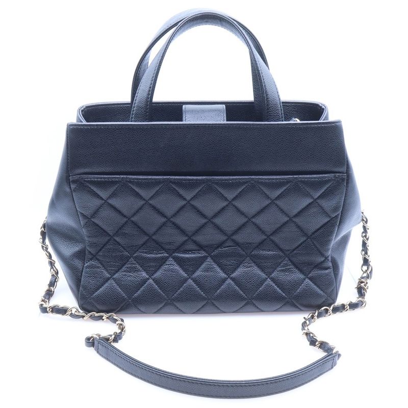 Chanel Quilted Business Affinity Small Shopping 2-Way Chain Shoulder Bag Black