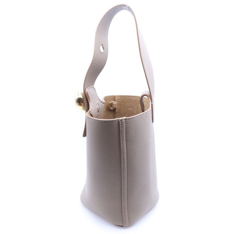 Loewe Pebble Bucket Mini 2-Way Mini Shoulder Bag Beige Leather Gold