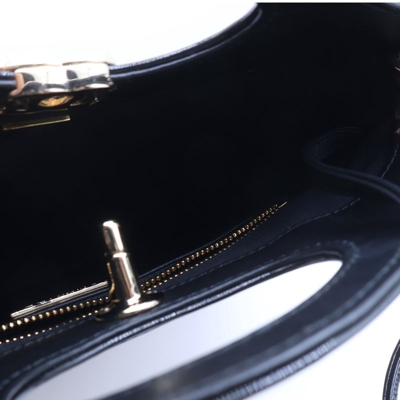 Chanel 31 Shopping 2-Way Chain Mini Shoulder Bag Gold Black Patent Leather