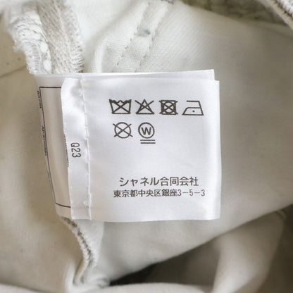 Chanel Cocobichi Pocket Denim Zip Fly Shorts Gray White