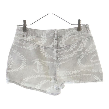 Chanel Cocobichi Pocket Denim Zip Fly Shorts Gray White
