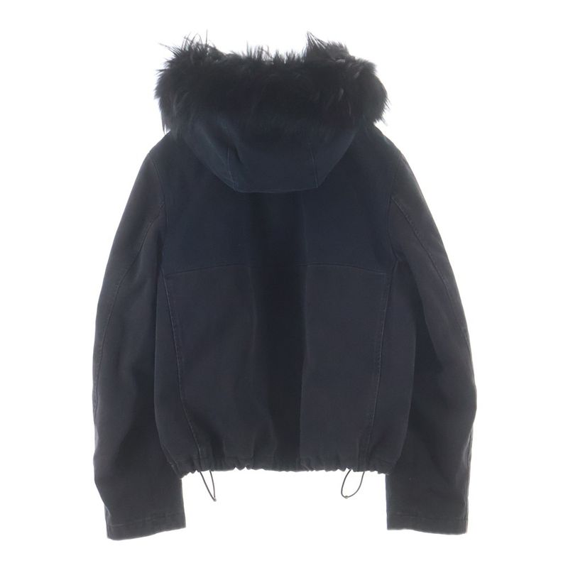 Louis Vuitton Monogram Furred Zip Up Denim Jacket Black Ccu