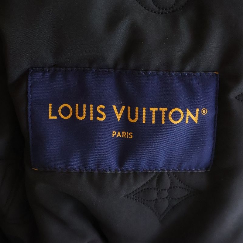 Louis Vuitton Monogram Furred Zip Up Denim Jacket Black Ccu