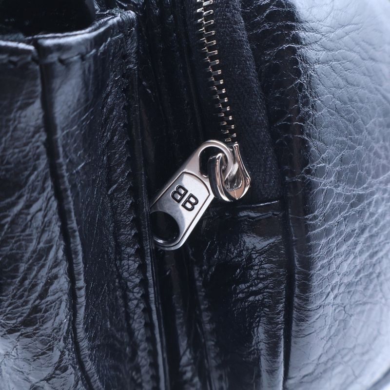 Balenciaga Super Busy Small Sling Bag Black Leather 1000 Silver