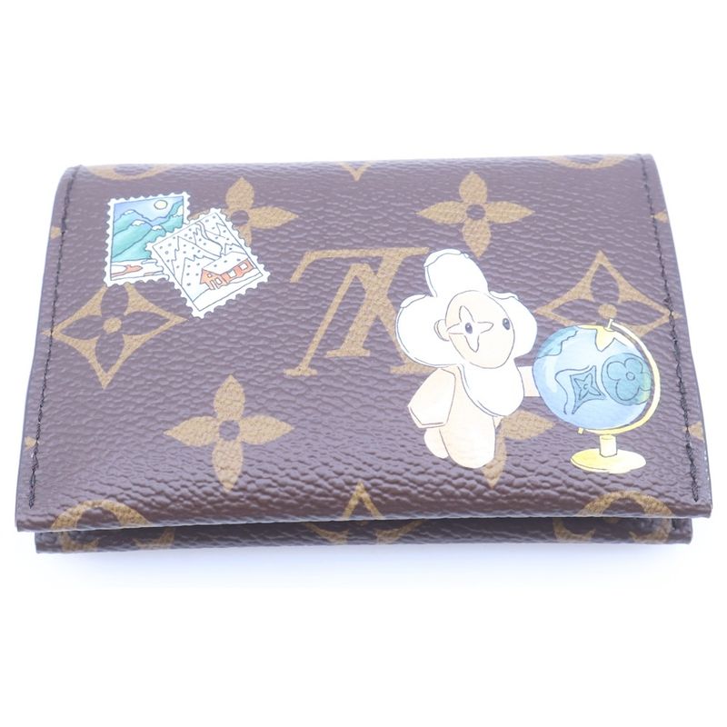 Louis Vuitton Card Holder Slim Monogram Vivienne Holiday Coin Case Wallet Brown