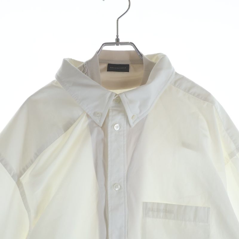 Balenciaga Trompe L'oeil Layered Docking Long Sleeve Shirt White
