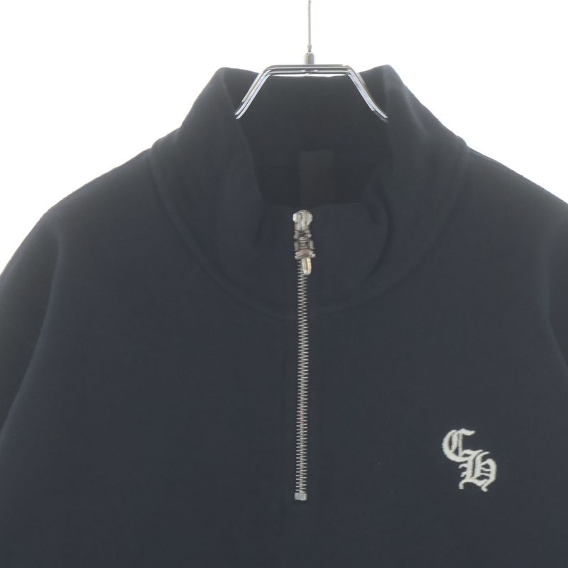 Chrome Hearts Not Slo Ride Logo Embroidery Half Zip Sweatshirt Black