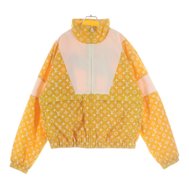 Louis Vuitton Nylon Monogram Print Technical Track Top Jacket Yellow Mjw