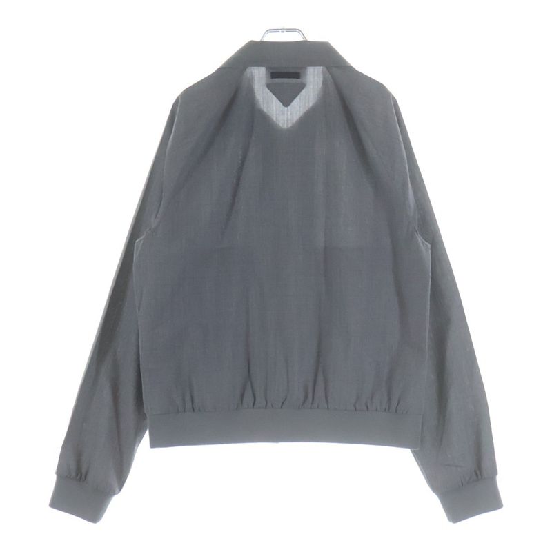 Prada Lihtweight Wool Bomber Jacket Lightweight Zip Up Gray