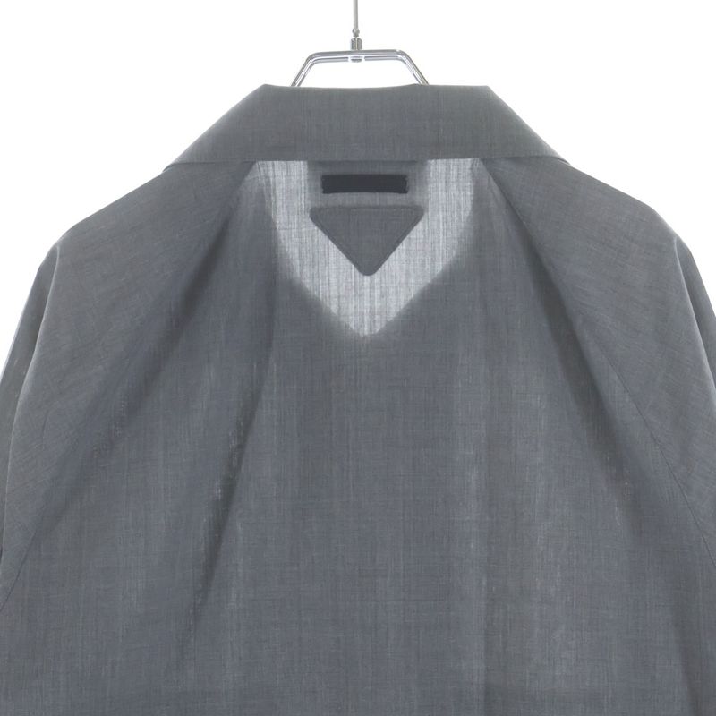 Prada Lihtweight Wool Bomber Jacket Lightweight Zip Up Gray