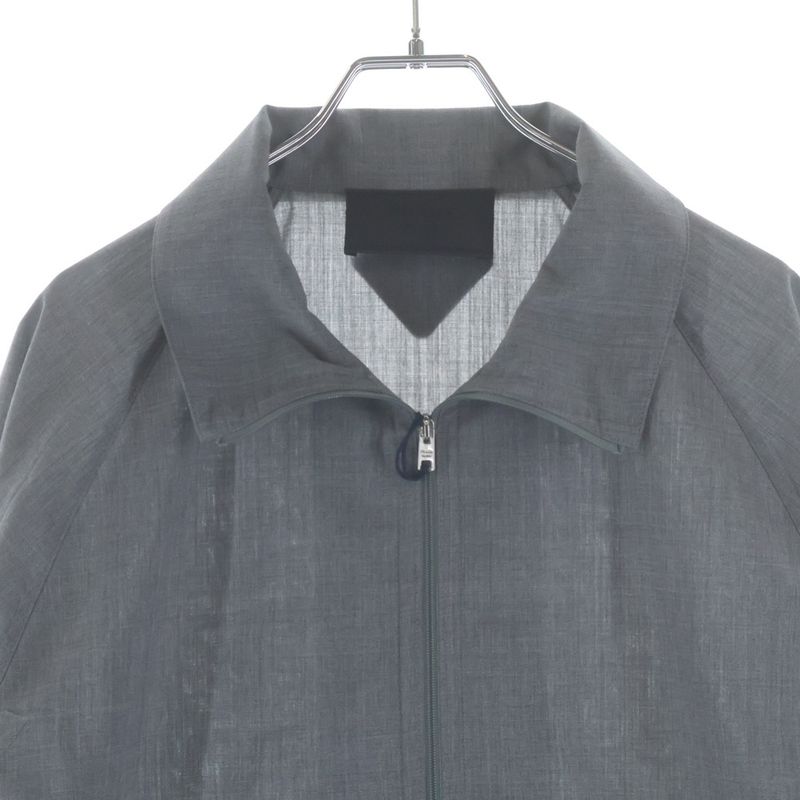 Prada Lihtweight Wool Bomber Jacket Lightweight Zip Up Gray