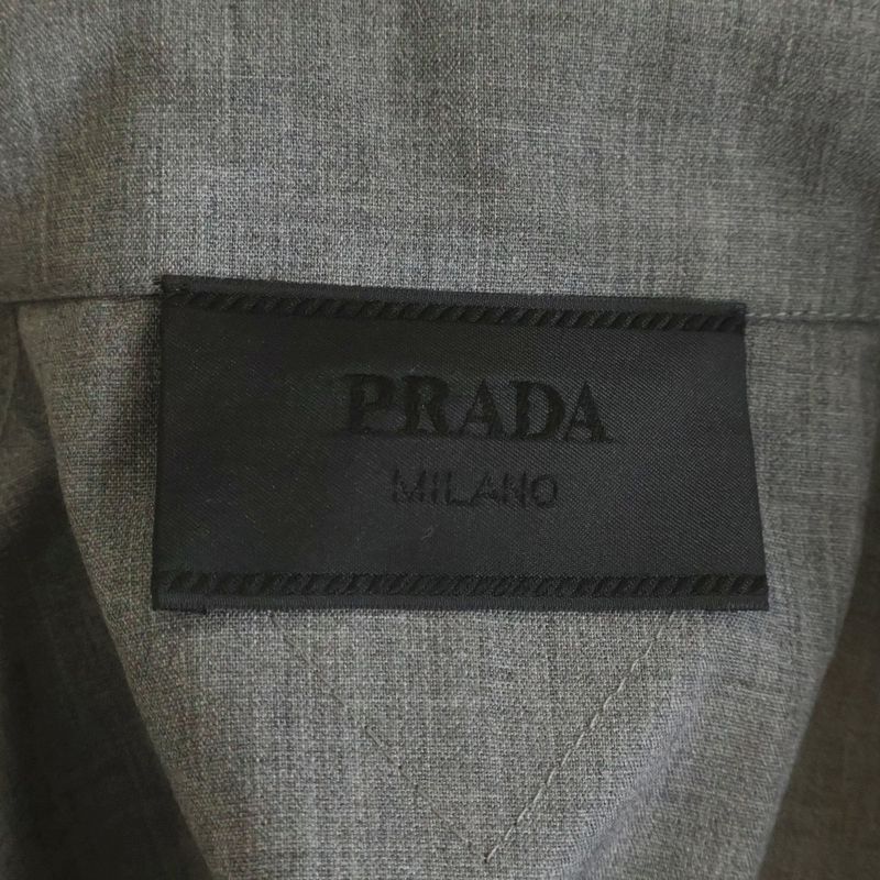 Prada Lihtweight Wool Bomber Jacket Lightweight Zip Up Gray