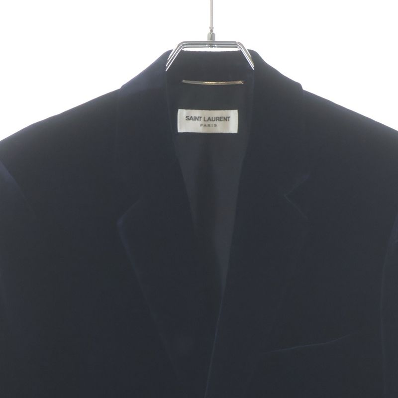 Saint Laurent Paris Velvet Single Tailored Jacket Navy