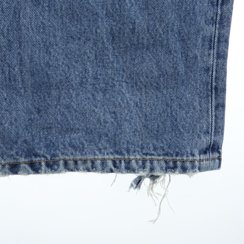 Balenciaga Ripped Distressed Midi Straight Denim Pants Indigo