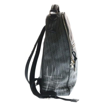 Dior Oblique Cross Stitch Leather Backpack Silver Black 10