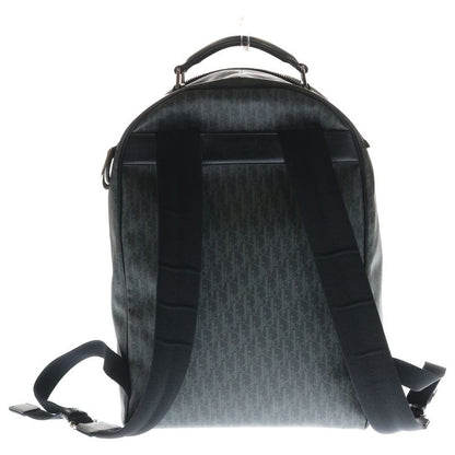 Dior Oblique Cross Stitch Leather Backpack Silver Black 10