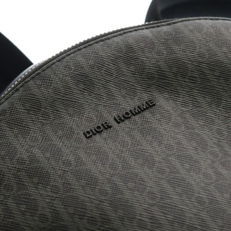 Dior Oblique Cross Stitch Leather Backpack Silver Black 10