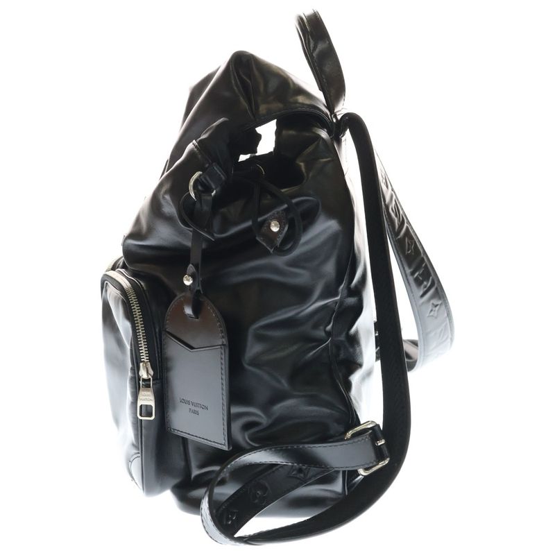 Louis Vuitton Montsouris Cargo Backpack LV Night Calf Leather Black