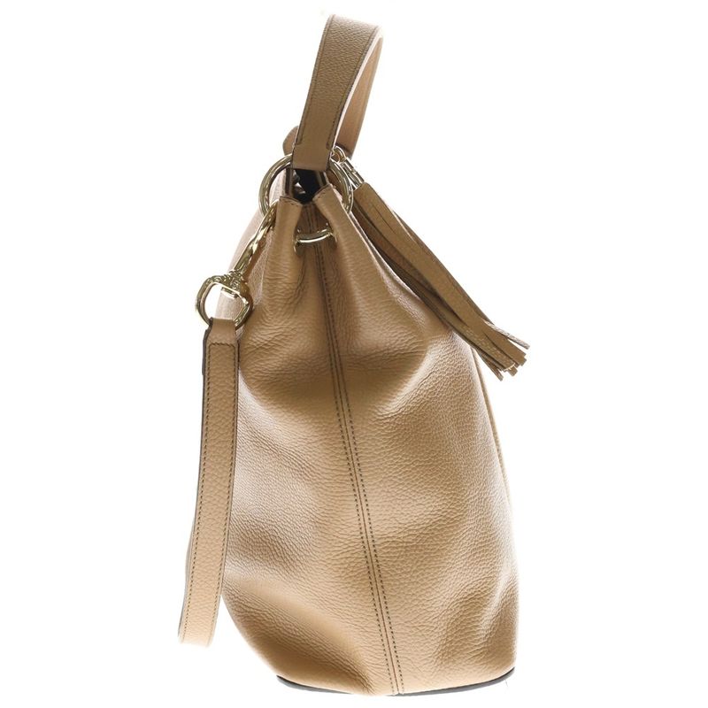Gucci Interlocking Soho 2-Way Shoulder Bag Beige Leather Gold