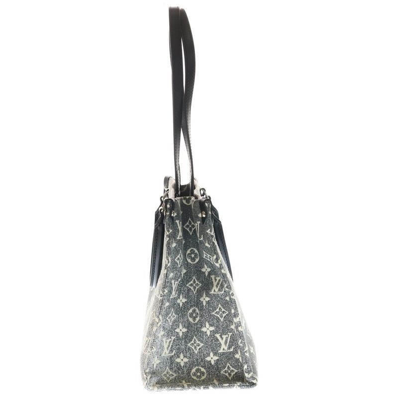 Louis Vuitton Monogram Jacquard Denim on the Go MM Tote Black Gray Silver