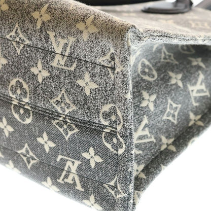 Louis Vuitton Monogram Jacquard Denim on the Go MM Tote Black Gray Silver