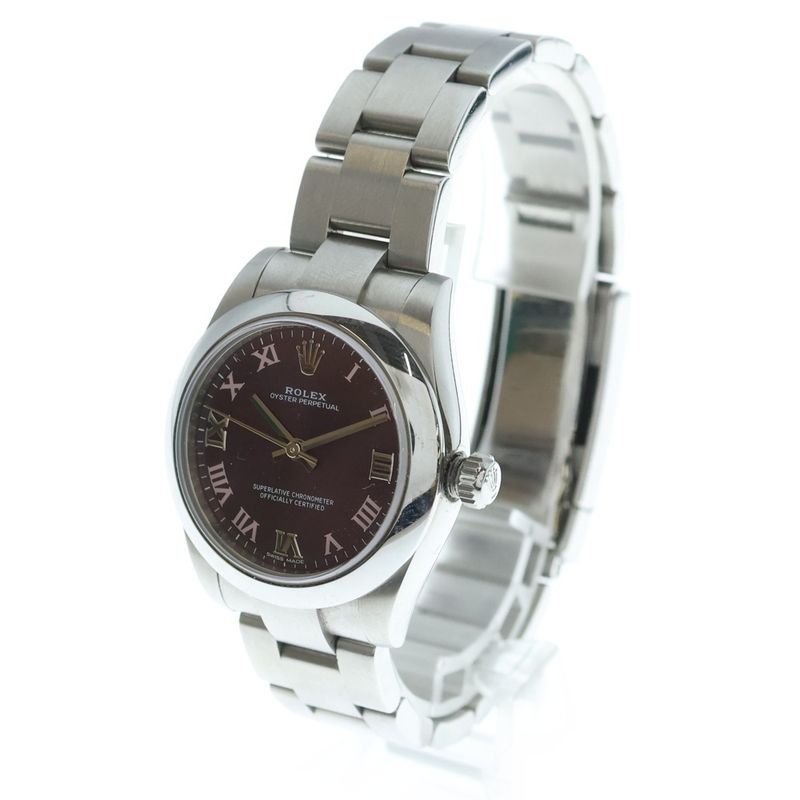 Rolex Oyster Perpetual Red Gray Proma Dial SS at Stainless Steel Automatic