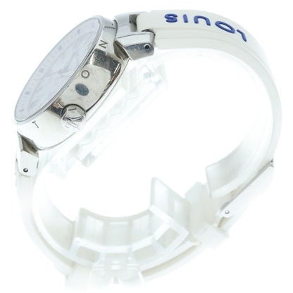 Louis Vuitton Monogram White Tambour MM Dial SS Rubber Quartz Stainless Steel