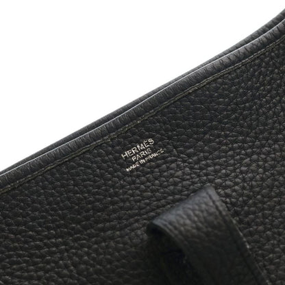 Hermes Evelyne GM Taurillon Clemence Leather Shoulder Bag Silver Black