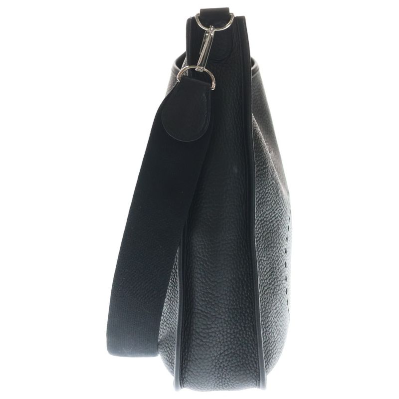 Hermes Evelyne GM Taurillon Clemence Leather Shoulder Bag Silver Black