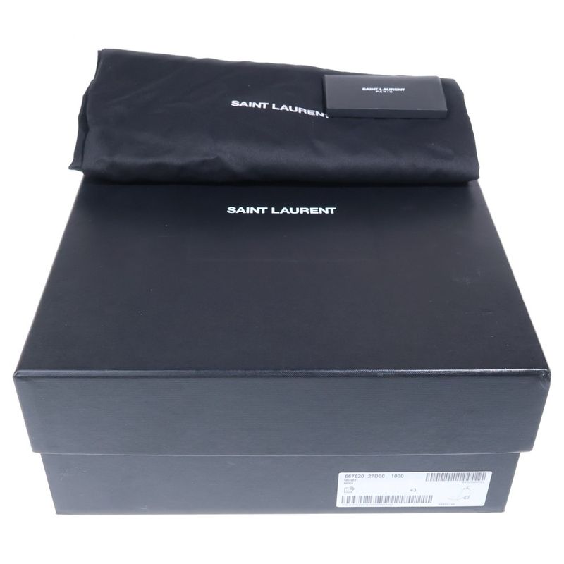 Saint Laurent Paris Suede Side Zip Leather Heel Boots Black