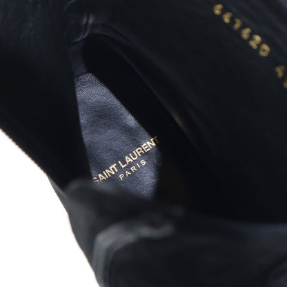 Saint Laurent Paris Suede Side Zip Leather Heel Boots Black
