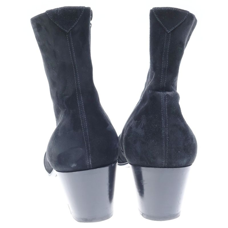 Saint Laurent Paris Suede Side Zip Leather Heel Boots Black