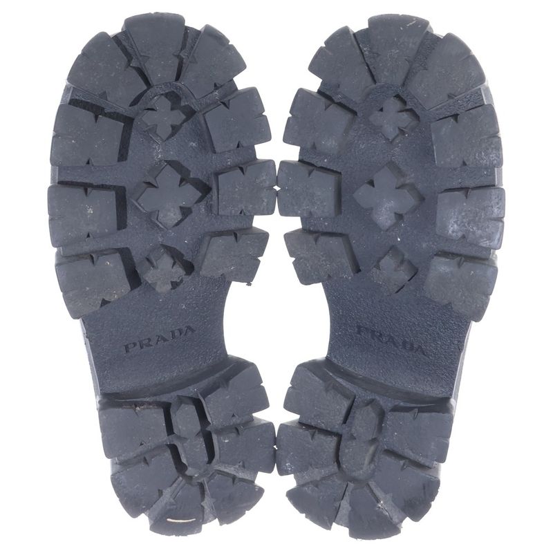 Prada Monolith Brushed Leather Lace Up Shoes Black