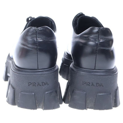 Prada Monolith Brushed Leather Lace Up Shoes Black
