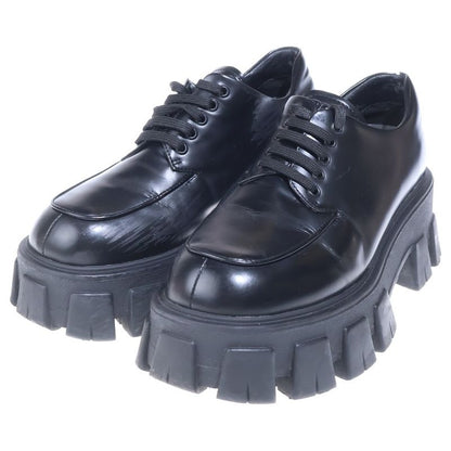Prada Monolith Brushed Leather Lace Up Shoes Black