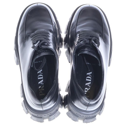 Prada Monolith Brushed Leather Lace Up Shoes Black