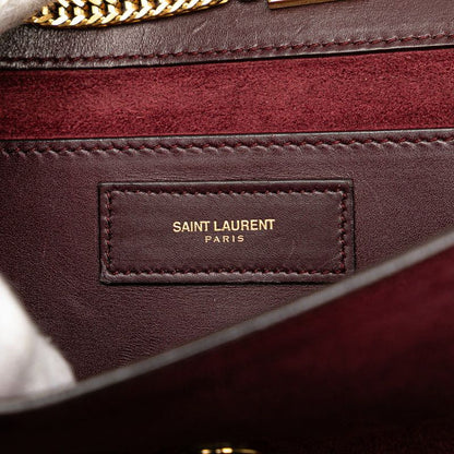 Saint Laurent Betty Chain Shoulder Bag Wine Red Gold Suede Leather