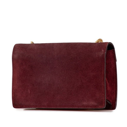 Saint Laurent Betty Chain Shoulder Bag Wine Red Gold Suede Leather