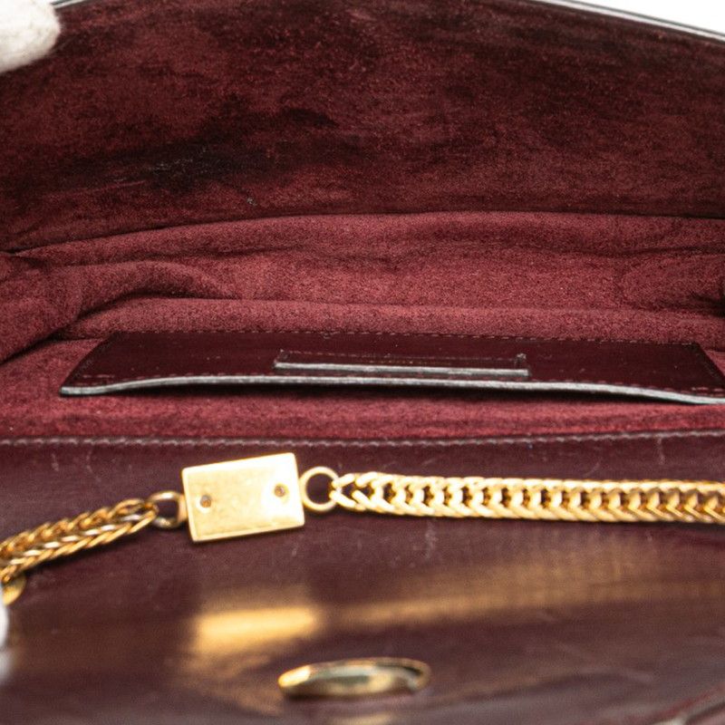 Saint Laurent Betty Chain Shoulder Bag Wine Red Gold Suede Leather