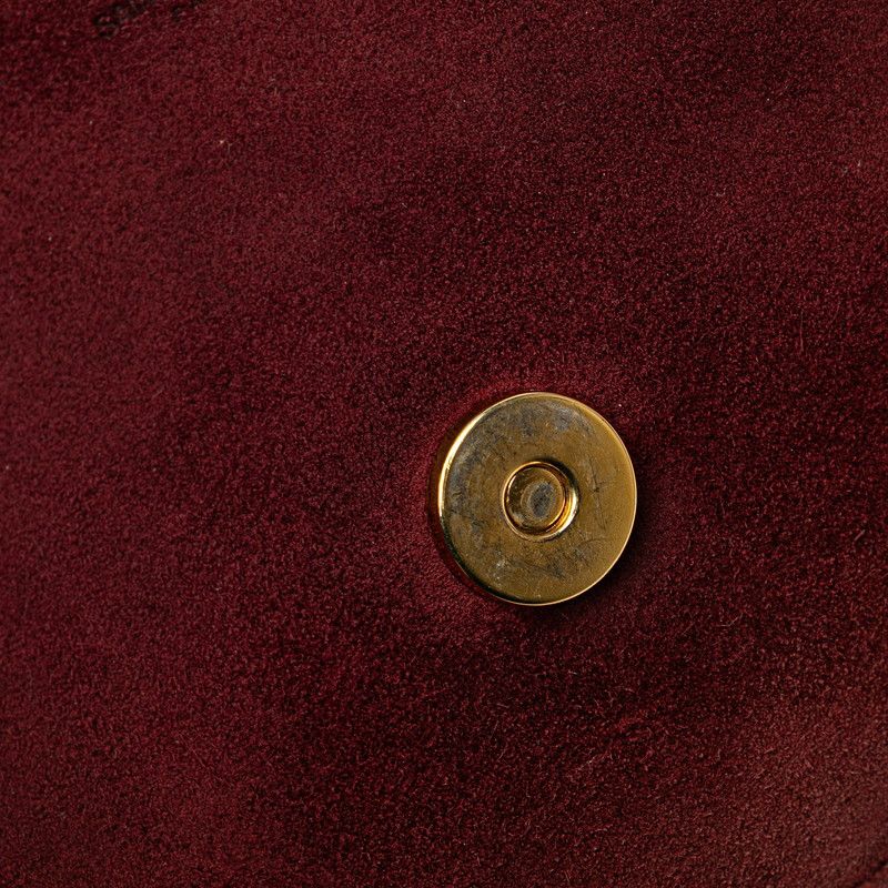 Saint Laurent Betty Chain Shoulder Bag Wine Red Gold Suede Leather
