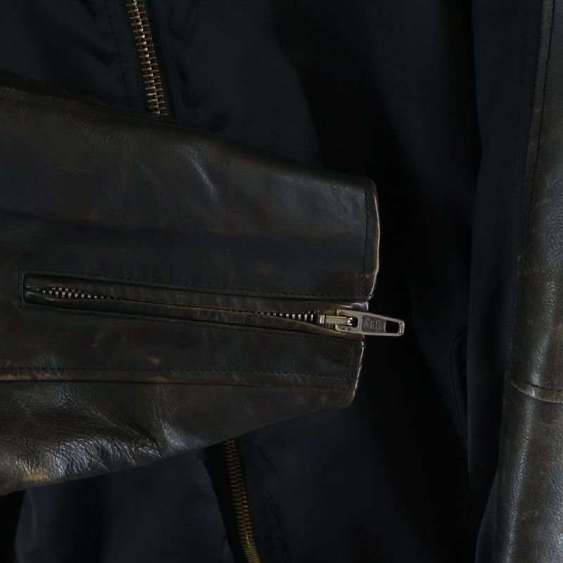 Balenciaga Sleeve Leather Cut Replacement Nylon Bomber Jacket Black