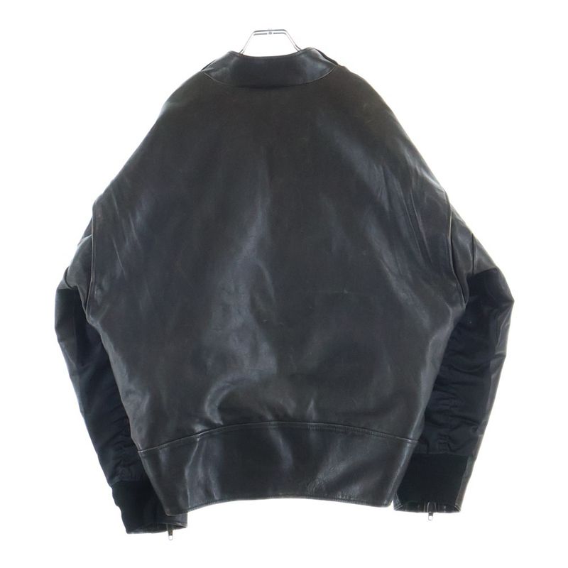Balenciaga Sleeve Leather Cut Replacement Nylon Bomber Jacket Black