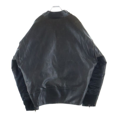 Balenciaga Sleeve Leather Cut Replacement Nylon Bomber Jacket Black