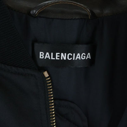 Balenciaga Sleeve Leather Cut Replacement Nylon Bomber Jacket Black