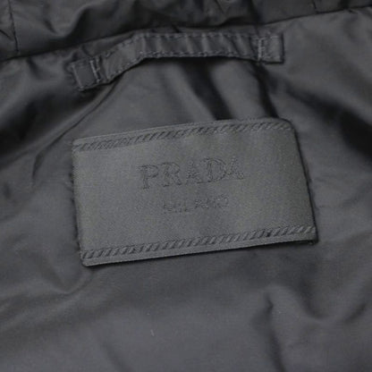 Prada Down Jacket Hooded Wool Cashmere Blend Logo Jacquard Knit L Ivory MW